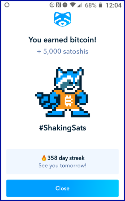 Shakepay shakingsats rewards